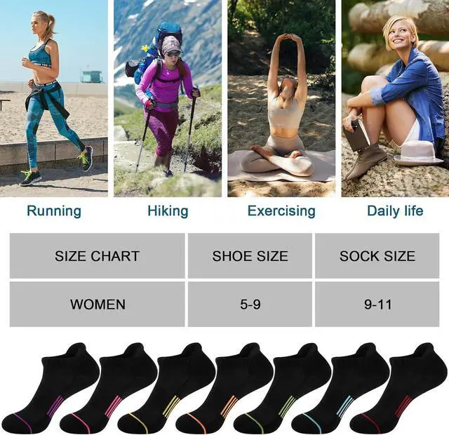 Alt view image 6 of 7 - Heatuff 7 Pairs Womens Ankle Socks Athletic Cushioned Anti-Blister Running Low Cut Socks with Tab