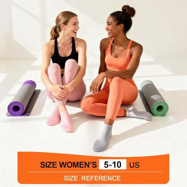 Alt view image 6 of 7 - 6 Pairs Pilates Socks for Women, Grip Yoga Crew Socks, Non Slip Grippy for Barre, Ballet, Dance & Hospital