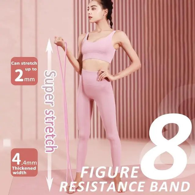 Alt view image 2 of 7 - Figure 8 Resistance Bands for Women & Men 15LB Silicone Pull Rope for Shoulder, Back & Arm Workout Non-Slip Handles, Home Gym, Yoga & Physical Therapy Toning, Posture Correction