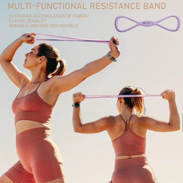 Alt view image 7 of 7 - Figure 8 Resistance Bands for Women & Men 15LB Silicone Pull Rope for Shoulder, Back & Arm Workout Non-Slip Handles, Home Gym, Yoga & Physical Therapy Toning, Posture Correction