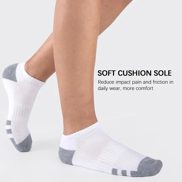 Alt view image 2 of 7 - Heatuff 7 Pairs Mens Cushioned Ankle Socks Low Cut Athletic Breathable Comfort Casual Socks