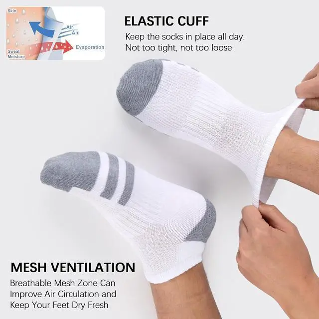 Alt view image 3 of 7 - Heatuff 7 Pairs Mens Cushioned Ankle Socks Low Cut Athletic Breathable Comfort Casual Socks