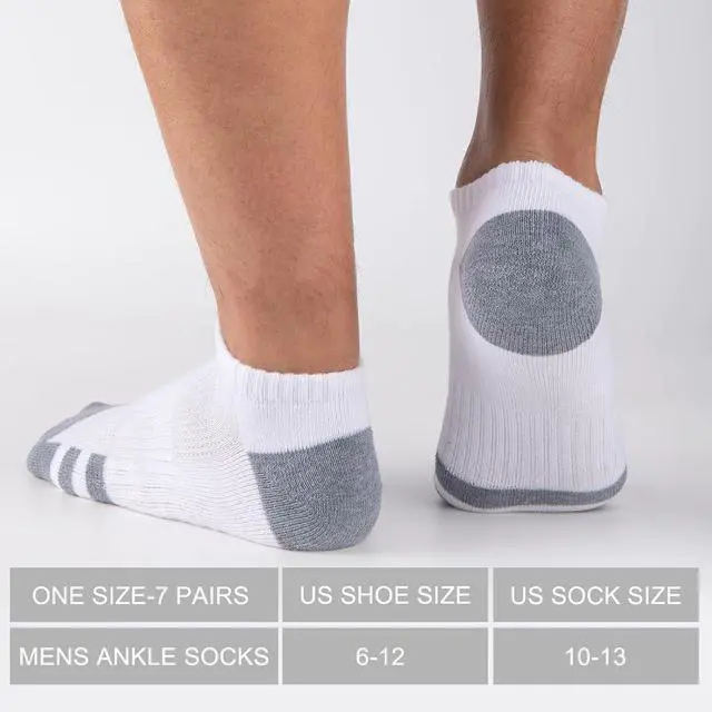 Alt view image 5 of 7 - Heatuff 7 Pairs Mens Cushioned Ankle Socks Low Cut Athletic Breathable Comfort Casual Socks
