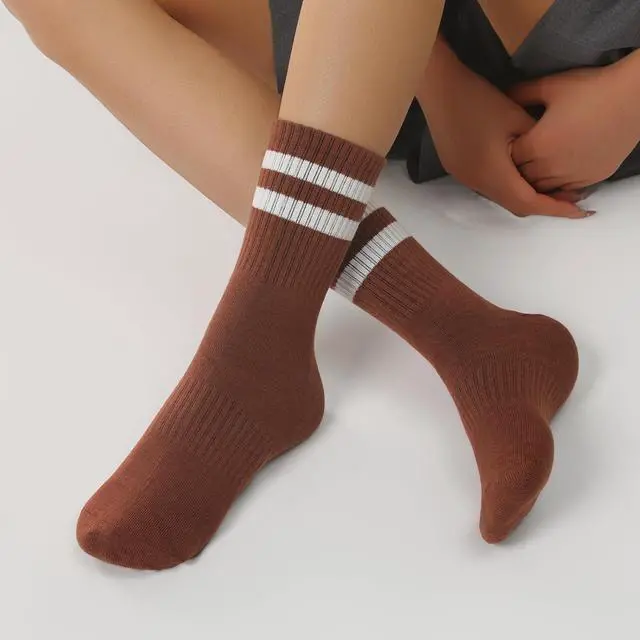 Alt view image 2 of 6 - Tlmody 6Pairs Crew Socks for Women Cotton Striped Socks