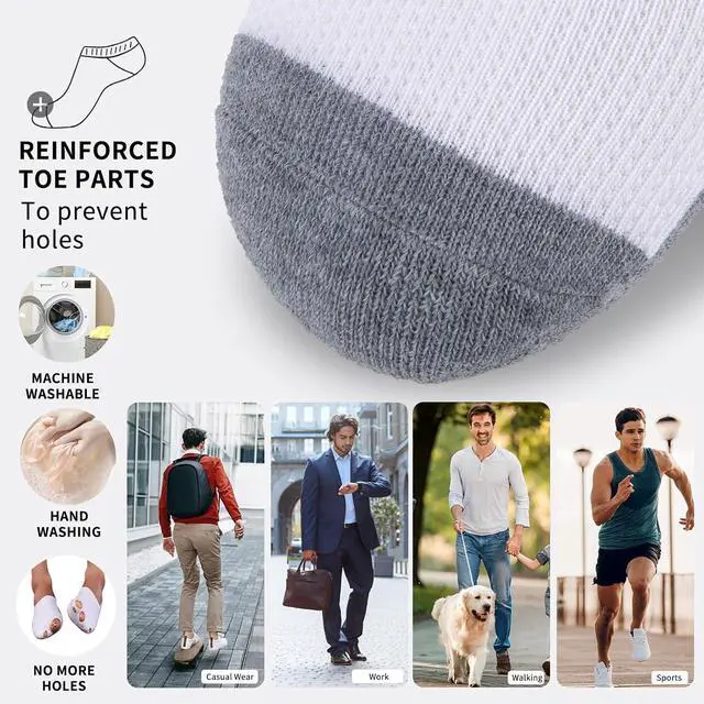 Alt view image 7 of 7 - Heatuff 7 Pairs Mens Cushioned Ankle Socks Low Cut Athletic Breathable Comfort Casual Socks
