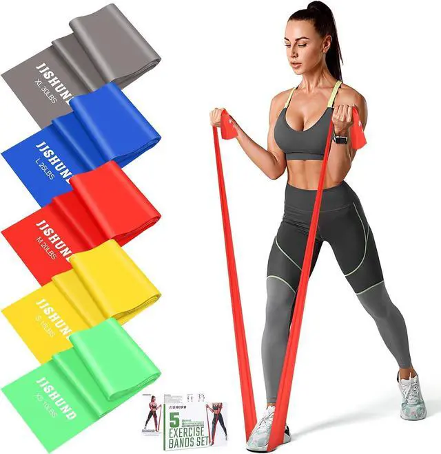 Main image of 5 Pcs Resistance Bands, Professional Exercise Bands Elastic Stretch Bands for Fitness Yoga Pilates Stretching Strength Training, Workout Bands for Women and Men Home Gym