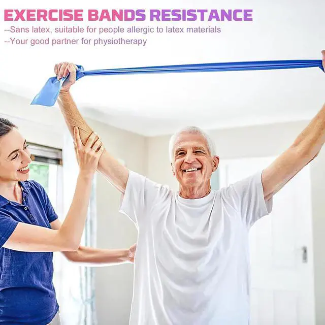 Alt view image 7 of 7 - 5 Pcs Resistance Bands, Professional Exercise Bands Elastic Stretch Bands for Fitness Yoga Pilates Stretching Strength Training, Workout Bands for Women and Men Home Gym
