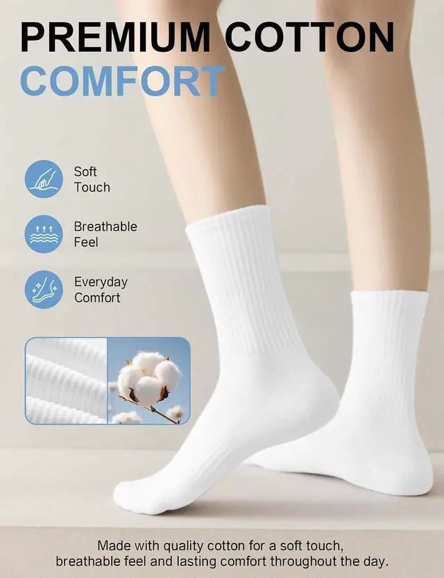 Alt view image 2 of 7 - ACCFOD Womens Crew Socks Thin Cotton Long Casual Workout High Socks 5 Pairs | Arch Support