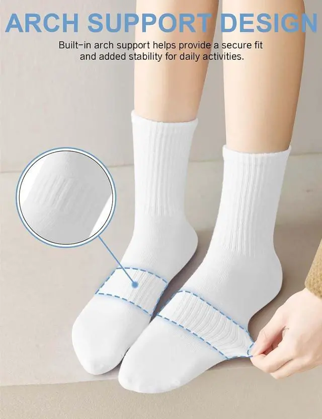 Alt view image 4 of 7 - ACCFOD Womens Crew Socks Thin Cotton Long Casual Workout High Socks 5 Pairs | Arch Support