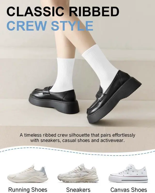 Alt view image 5 of 7 - ACCFOD Womens Crew Socks Thin Cotton Long Casual Workout High Socks 5 Pairs | Arch Support