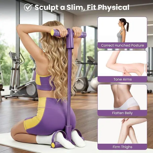 Alt view image 2 of 6 - 2026 Upgraded 8-Tube Multifunction Pedal Resistance Bands with Handles - Ultra-Strong Tension for Yoga, Full-Body Workout - Ideal for Home, Office & Travel Fitness (Purple)