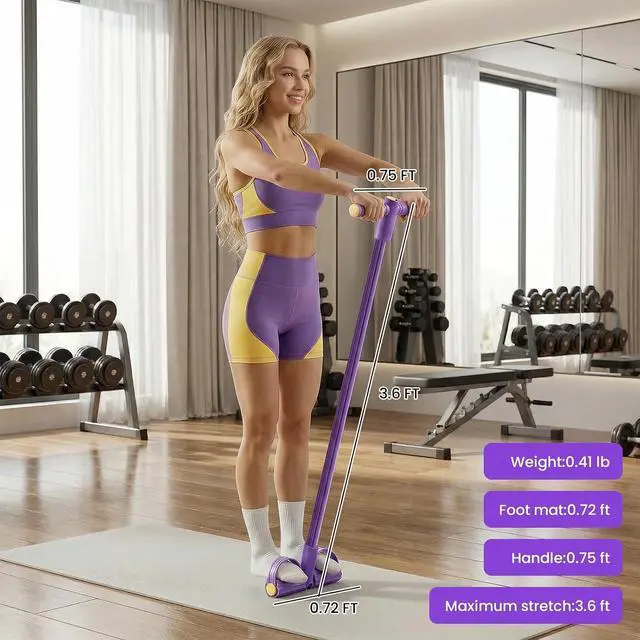 Alt view image 6 of 6 - 2026 Upgraded 8-Tube Multifunction Pedal Resistance Bands with Handles - Ultra-Strong Tension for Yoga, Full-Body Workout - Ideal for Home, Office & Travel Fitness (Purple)