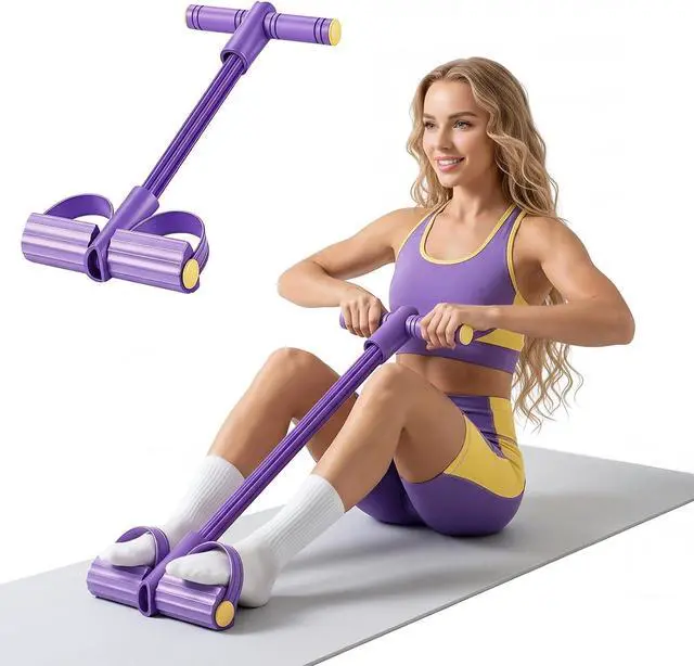 Main image of 2026 Upgraded 8-Tube Multifunction Pedal Resistance Bands with Handles - Ultra-Strong Tension for Yoga, Full-Body Workout - Ideal for Home, Office & Travel Fitness (Purple)