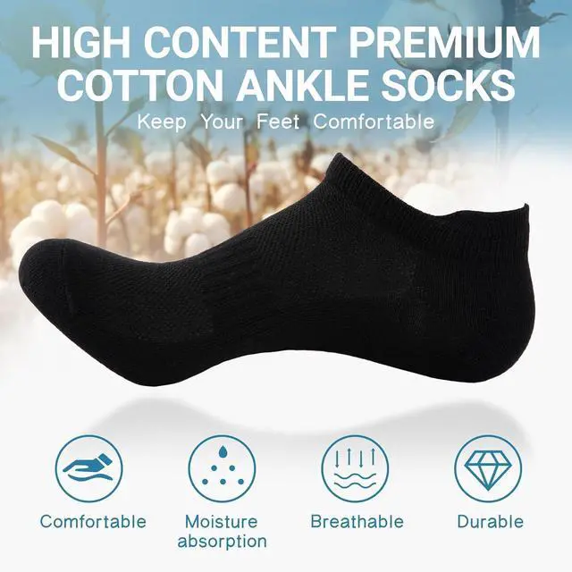 Alt view image 3 of 7 - Heatuff 7 Pairs Mens Ankle Socks Cotton Low Cut Thin Breathable Comfort Casual Socks with Tab