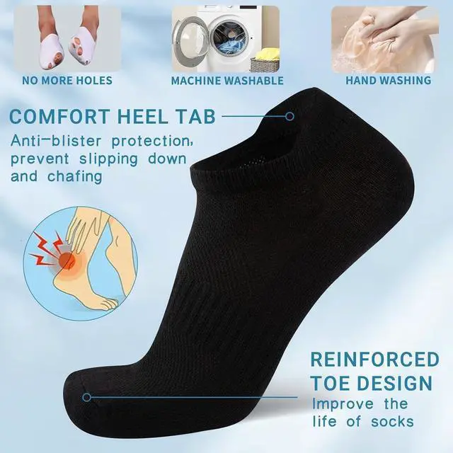 Alt view image 5 of 7 - Heatuff 7 Pairs Mens Ankle Socks Cotton Low Cut Thin Breathable Comfort Casual Socks with Tab