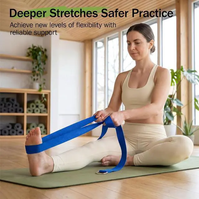 Alt view image 2 of 7 - Slim Panda Yoga Strap for Stretching,Cotton Yoga Strap with Adjustable D-Ring Buckle,Non-Elastic Yoga Belt for Pilates,Gym Workouts,Physical Therapy,Improve Flexibility