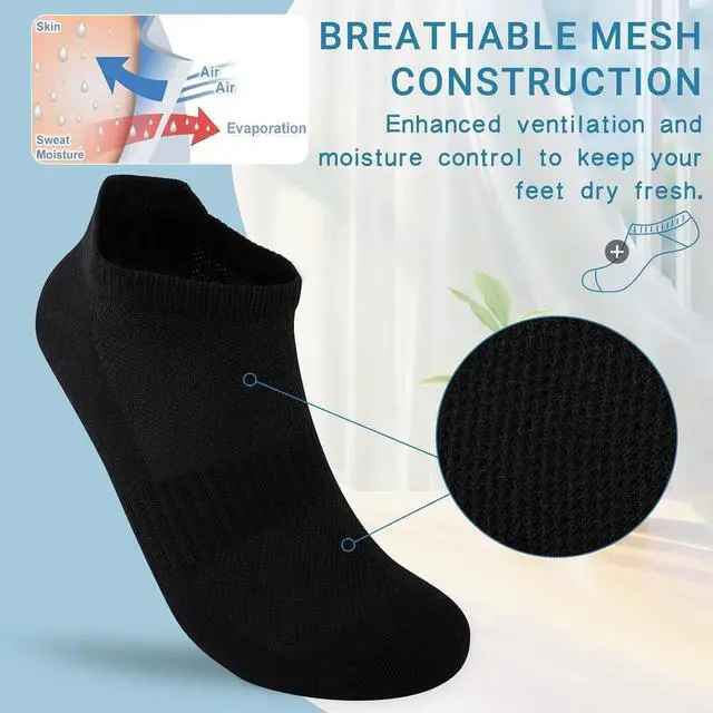 Alt view image 4 of 7 - Heatuff 7 Pairs Mens Ankle Socks Cotton Low Cut Thin Breathable Comfort Casual Socks with Tab