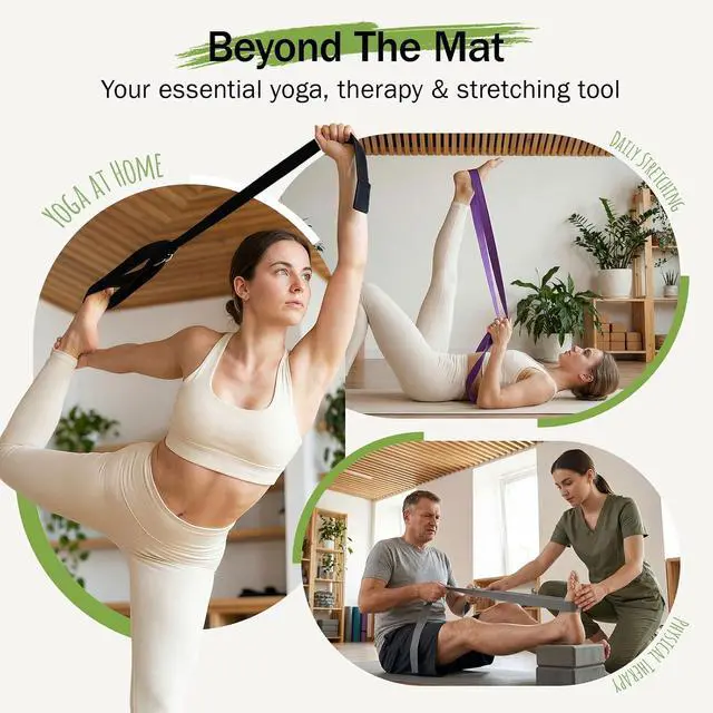 Alt view image 7 of 7 - Slim Panda Yoga Strap for Stretching,Cotton Yoga Strap with Adjustable D-Ring Buckle,Non-Elastic Yoga Belt for Pilates,Gym Workouts,Physical Therapy,Improve Flexibility