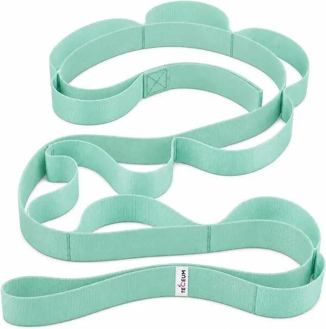Main image of TECEUM Stretching Strap with 10 Loops for Physical Therapy & Rehab | Non-Elastic Yoga Stretch Band for Hamstring, Leg, Hip & Knee Rehab, Pilates, Flexibility & Mobility Exercises for Men & Women