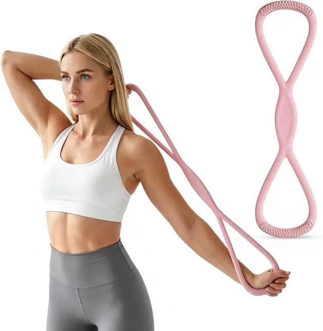 Main image of RYAOLELY Figure 8 Resistance Band, Exercise Band for Physical Therapy, Yoga Pilates Home Workout, Portable Fitness Band with Anti-Slip Grip
