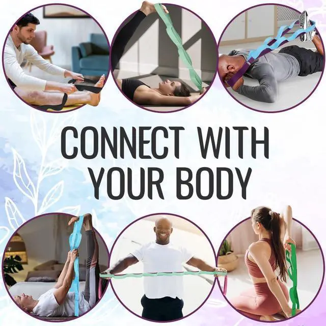 Alt view image 5 of 7 - TECEUM Stretching Strap with 10 Loops for Physical Therapy & Rehab | Non-Elastic Yoga Stretch Band for Hamstring, Leg, Hip & Knee Rehab, Pilates, Flexibility & Mobility Exercises for Men & Women
