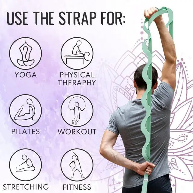 Alt view image 7 of 7 - TECEUM Stretching Strap with 10 Loops for Physical Therapy & Rehab | Non-Elastic Yoga Stretch Band for Hamstring, Leg, Hip & Knee Rehab, Pilates, Flexibility & Mobility Exercises for Men & Women
