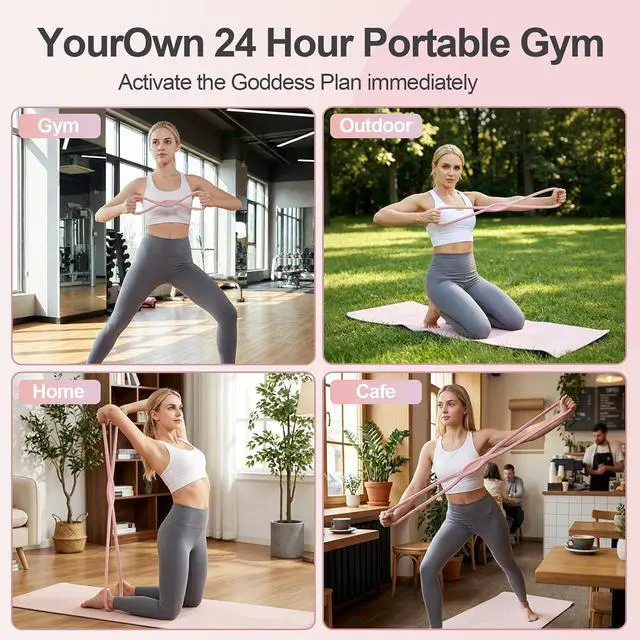 Alt view image 4 of 6 - RYAOLELY Figure 8 Resistance Band, Exercise Band for Physical Therapy, Yoga Pilates Home Workout, Portable Fitness Band with Anti-Slip Grip