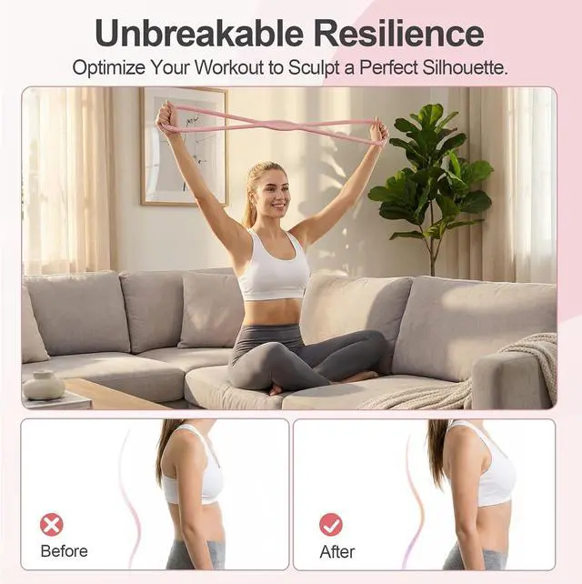 Alt view image 5 of 6 - RYAOLELY Figure 8 Resistance Band, Exercise Band for Physical Therapy, Yoga Pilates Home Workout, Portable Fitness Band with Anti-Slip Grip