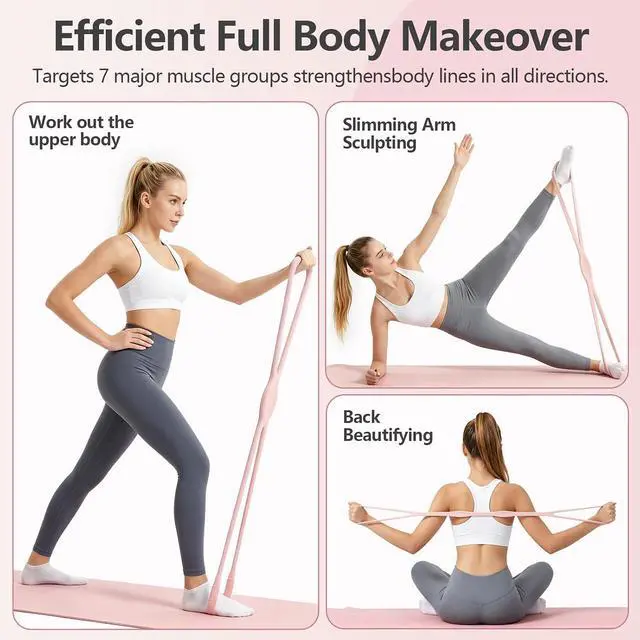 Alt view image 6 of 6 - RYAOLELY Figure 8 Resistance Band, Exercise Band for Physical Therapy, Yoga Pilates Home Workout, Portable Fitness Band with Anti-Slip Grip