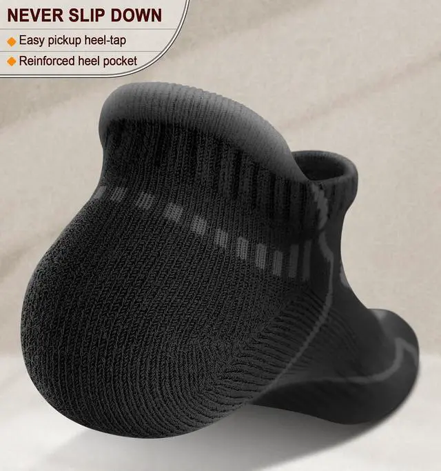 Alt view image 6 of 7 - BULLIANT Men Running Ankle Socks 6Pack-Cushioned Support-Low Cut No Show | Fully Terry Sole | Arch Support | Seamless Toe Closure | Moisture-Wicking Breathable Mesh | Reinforced Heel&Toe