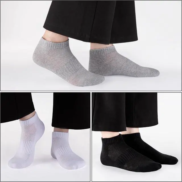 Alt view image 2 of 7 - Womens Cotton Ankel Socks, Athletic Performance Running Moisture Wicking Breathable socks