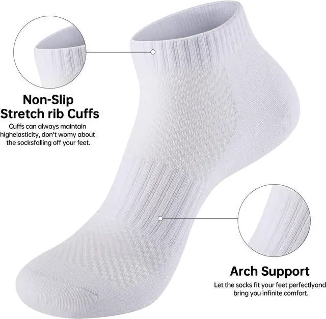 Alt view image 4 of 7 - Womens Cotton Ankel Socks, Athletic Performance Running Moisture Wicking Breathable socks