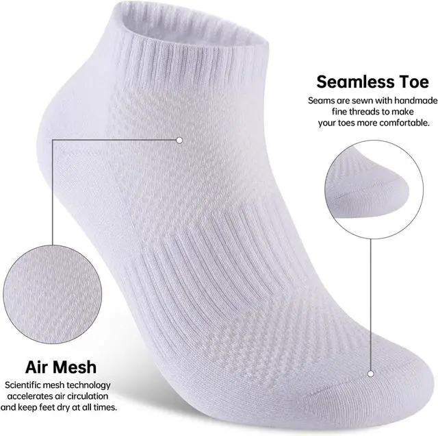 Alt view image 5 of 7 - Womens Cotton Ankel Socks, Athletic Performance Running Moisture Wicking Breathable socks