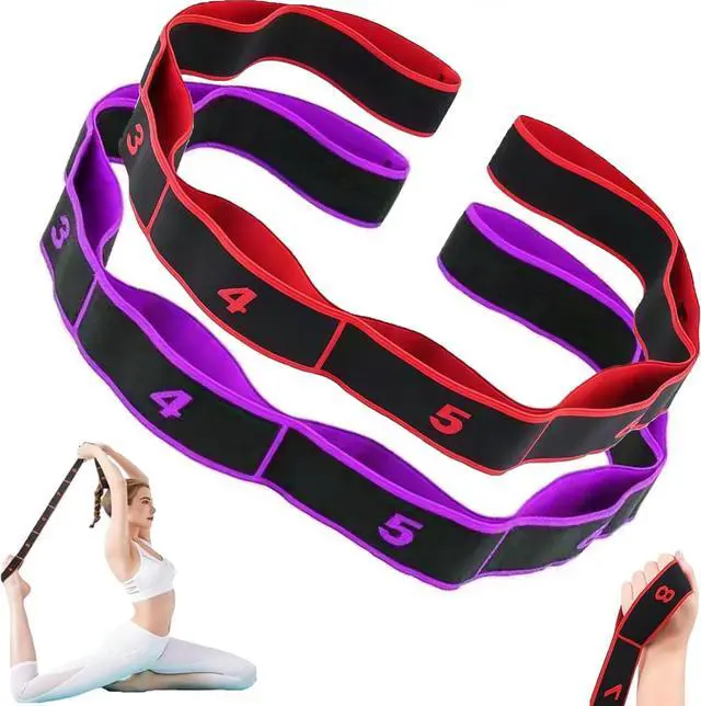 Main image of 2Pcs Numbered Resistance Bands(Red&Purple for Yoga | Resistance Bands with Handles for Arms,Adjustable Bands for Full Body Stretching Shaping(Red&Purple