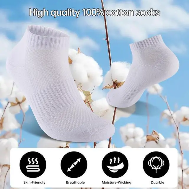 Alt view image 6 of 7 - Womens Cotton Ankel Socks, Athletic Performance Running Moisture Wicking Breathable socks