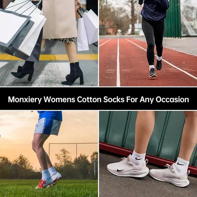 Alt view image 7 of 7 - Womens Cotton Ankel Socks, Athletic Performance Running Moisture Wicking Breathable socks