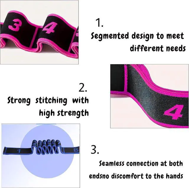 Alt view image 5 of 7 - 2Pcs Numbered Resistance Bands(Red&Purple for Yoga | Resistance Bands with Handles for Arms,Adjustable Bands for Full Body Stretching Shaping(Red&Purple
