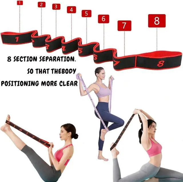Alt view image 6 of 7 - 2Pcs Numbered Resistance Bands(Red&Purple for Yoga | Resistance Bands with Handles for Arms,Adjustable Bands for Full Body Stretching Shaping(Red&Purple