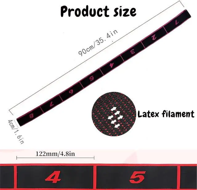 Alt view image 7 of 7 - 2Pcs Numbered Resistance Bands(Red&Purple for Yoga | Resistance Bands with Handles for Arms,Adjustable Bands for Full Body Stretching Shaping(Red&Purple
