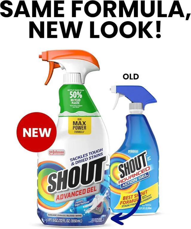 Alt view image 2 of 7 - SHOUT Advanced Laundry Stain Remover Gel for Clothes Laundry, Breaks Down Stubborn, Dried-in, and Tough Stains, 22oz Spray (Packaging May Vary)