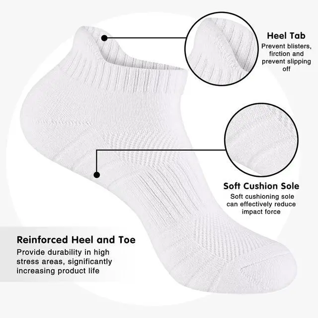 Alt view image 5 of 7 - Monxiery Mens Cotton Cushioned Ankle Socks, Athletic Performance Running Moisture Wicking Breathable socks