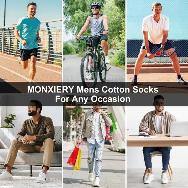 Alt view image 7 of 7 - Monxiery Mens Cotton Cushioned Ankle Socks, Athletic Performance Running Moisture Wicking Breathable socks