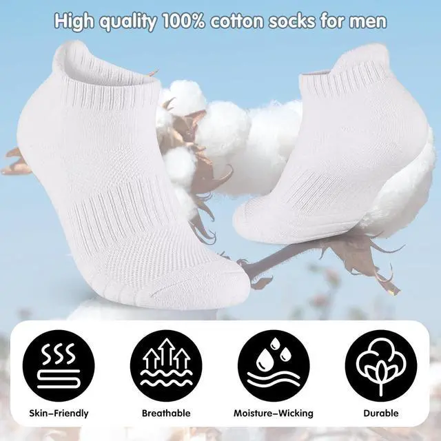 Alt view image 6 of 7 - Monxiery Mens Cotton Cushioned Ankle Socks, Athletic Performance Running Moisture Wicking Breathable socks