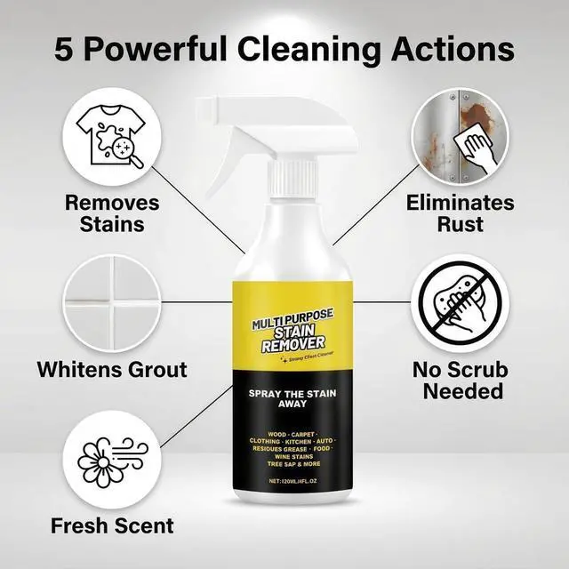 Alt view image 3 of 7 - Multi-Purpose Stain Remover, A Powerful CleanerQuick Cleaning for Kitchens, Floors, Toilets, and Cars (120ml)