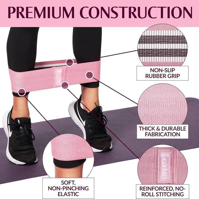 Alt view image 3 of 6 - Gymbee Premium Resistance Bands for Working Out - Exercise Bands to Workout Glutes, Thighs & Legs - No Slip Cloth Booty Bands for Gym & Home Fitness, Yoga, Strength & Pilates for Men/Women - 3 Levels