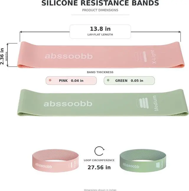 Alt view image 2 of 7 - Wide Silicone Booty Bands for Women, 2-Pack Resistance Loops | X-Light 10 lb and Medium 30 lb loops with a wide honeycomb grip to help reduce rolling during glute and leg workouts