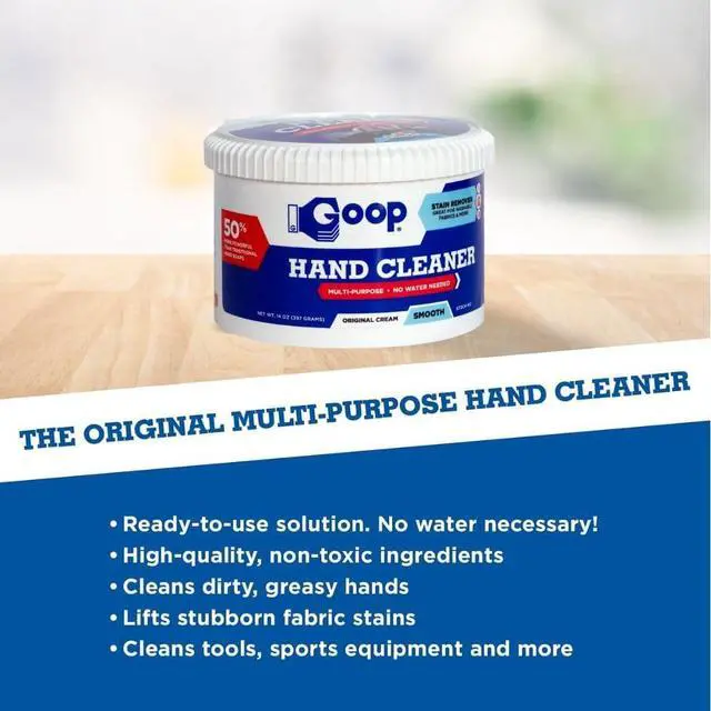 Alt view image 2 of 7 - GOOP Multi-Purpose Hand Cleaner- Waterless Hand Degreaser, Laundry Stain Remover - NonToxic and Biodegradable Cleaner Remove Dirt, Oil, Paint, Ink, and Clothes Stains Original, 14oz Pack of 1