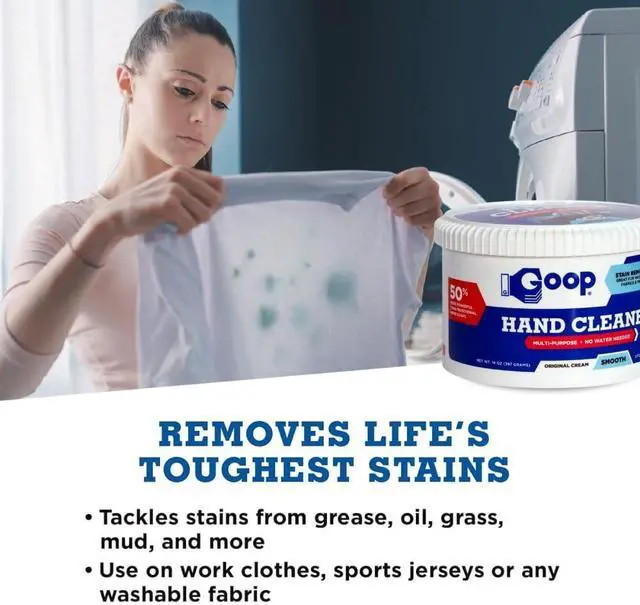 Alt view image 3 of 7 - GOOP Multi-Purpose Hand Cleaner- Waterless Hand Degreaser, Laundry Stain Remover - NonToxic and Biodegradable Cleaner Remove Dirt, Oil, Paint, Ink, and Clothes Stains Original, 14oz Pack of 1