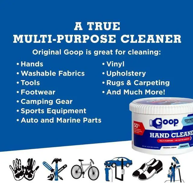 Alt view image 7 of 7 - GOOP Multi-Purpose Hand Cleaner- Waterless Hand Degreaser, Laundry Stain Remover - NonToxic and Biodegradable Cleaner Remove Dirt, Oil, Paint, Ink, and Clothes Stains Original, 14oz Pack of 1