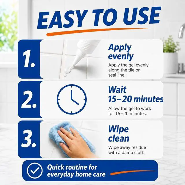 Alt view image 5 of 7 - Sugelary Mold Stain Cleaning Gel, 5 Fl oz All-Purpose Household Cleaner Gel for Front Loader Seal, Bathroom Grout, Sink, Shower, Caulk, Washing Machine Cleaning Solution